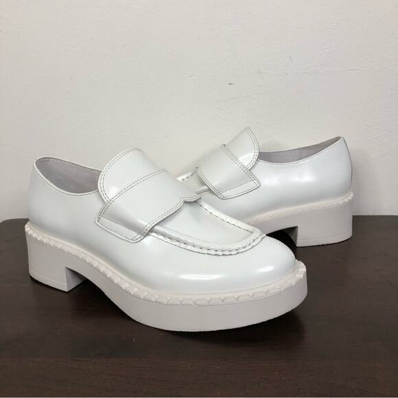 NEW Jeffrey Campbell White Leather Librarian Loafer Women's Size 6 - Picture 4 of 11